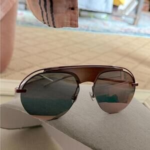 Authentic Dior J5GQV Rose Gold Metallic Aviator Sunglasses